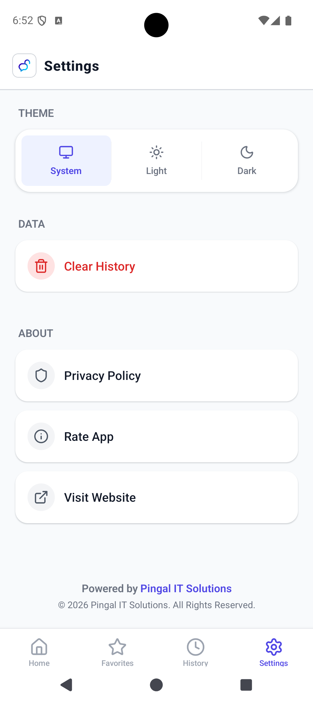 App Settings